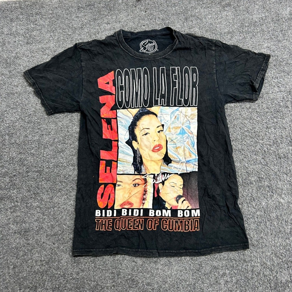 Selena T-Shirt Womens Size S Black Como La Flor Graphic Short Sleeve Cumbia Tee